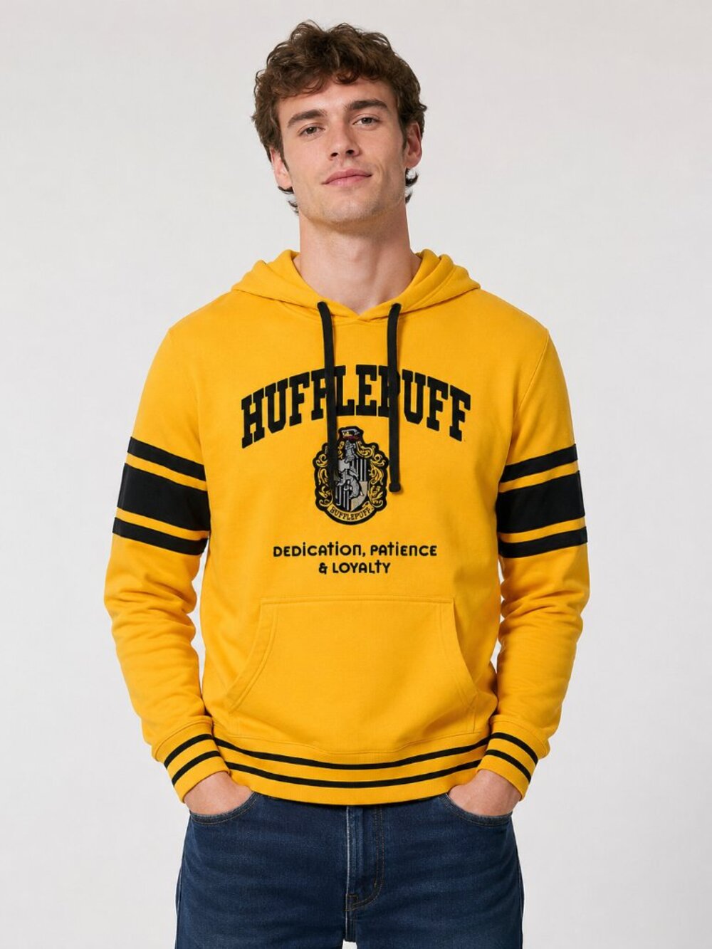 Harry Potter Hufflepuff Yellow Varsity Hoodie Wizarding World Small